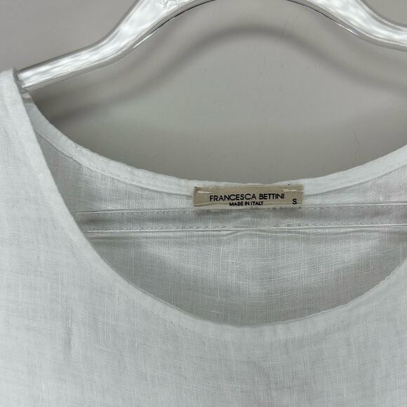 Francesca Bettini Women’s Small 100% Linen White Tank Top - Picture 4 of 5